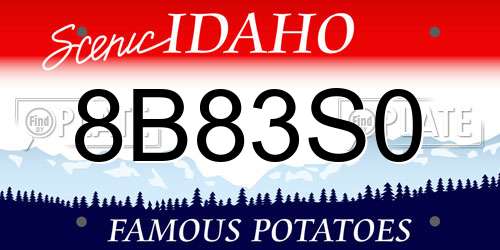 8B83S0 Idaho License Plate
