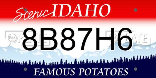 8B87H6 Idaho License Plate