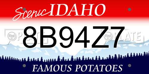 8B94Z7 Idaho License Plate