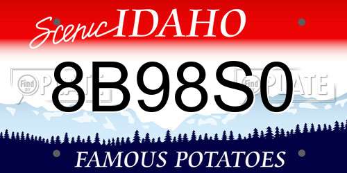 8B98S0 Idaho License Plate