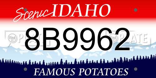 8B9962 Idaho License Plate