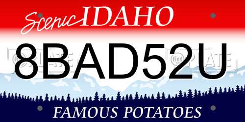 8BAD52U Idaho License Plate