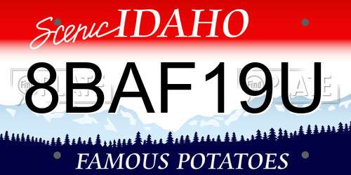8BAF19U Idaho License Plate