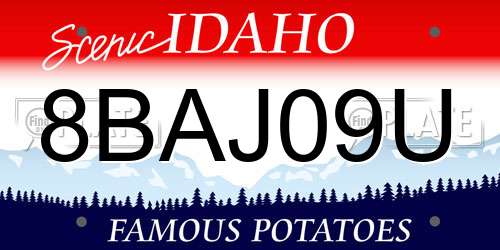 8BAJ09U Idaho License Plate