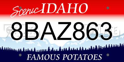 8BAZ863 Idaho License Plate