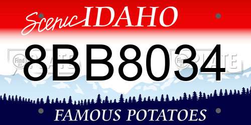 8BB8034 Idaho License Plate