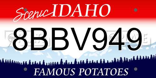 8BBV949 Idaho License Plate