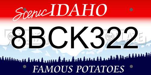 8BCK322 Idaho License Plate