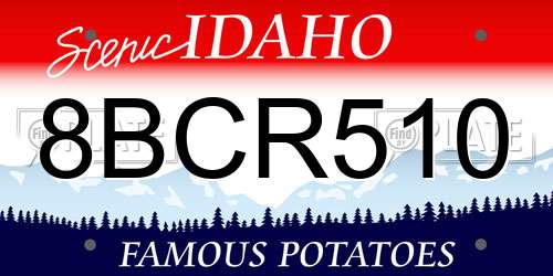 8BCR510 Idaho License Plate
