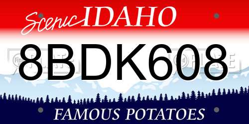 8BDK608 Idaho License Plate