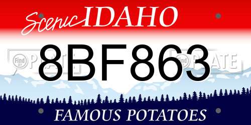 8BF863 Idaho License Plate