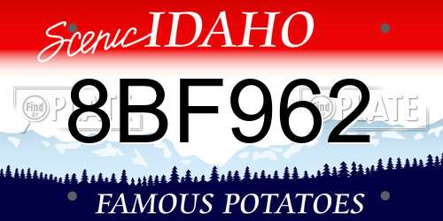 8BF962 Idaho License Plate