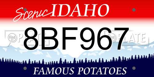 8BF967 Idaho License Plate