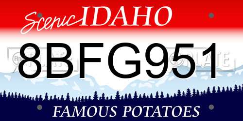 8BFG951 Idaho License Plate