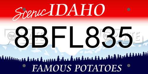 8BFL835 Idaho License Plate