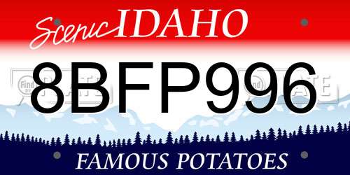 8BFP996 Idaho License Plate