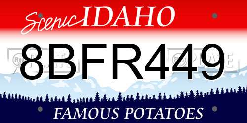 8BFR449 Idaho License Plate