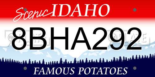 8BHA292 Idaho License Plate