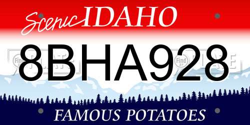 8BHA928 Idaho License Plate