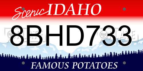 8BHD733 Idaho License Plate