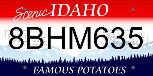 8BHM635 Idaho License Plate