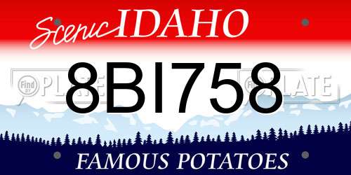 8BI758 Idaho License Plate