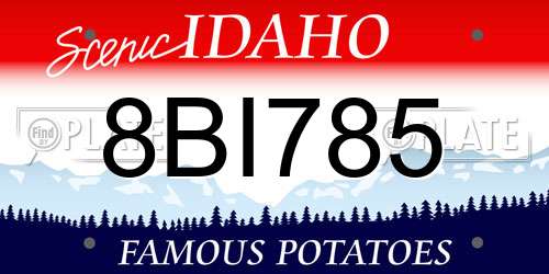 8BI785 Idaho License Plate