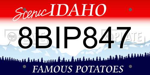 8BIP847 Idaho License Plate