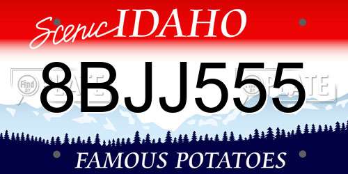 8BJJ555 Idaho License Plate