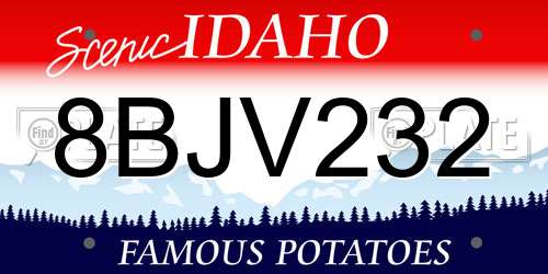 8BJV232 Idaho License Plate