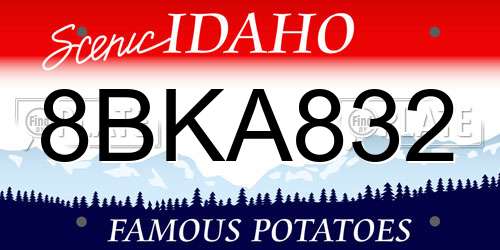 8BKA832 Idaho License Plate