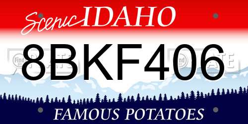 8BKF406 Idaho License Plate