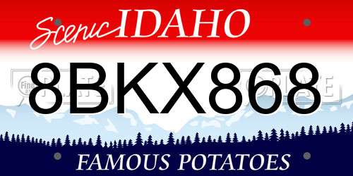 8BKX868 Idaho License Plate