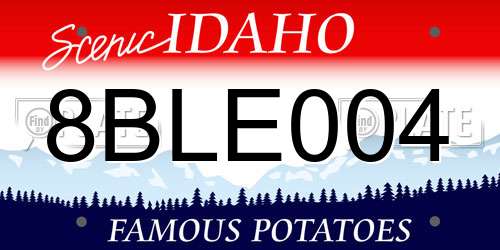 8BLE004 Idaho License Plate