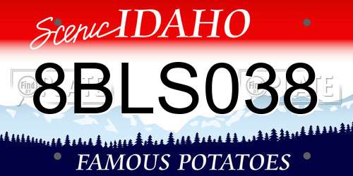 8BLS038 Idaho License Plate