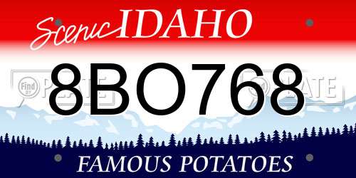 8BO768 Idaho License Plate