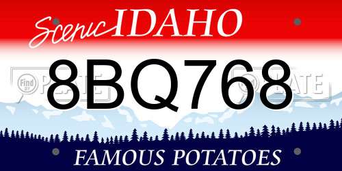 8BQ768 Idaho License Plate