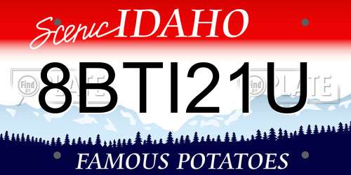 8BTI21U Idaho License Plate