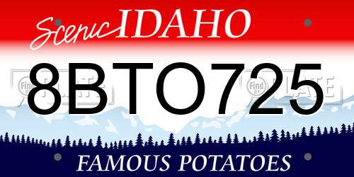 8BTO725 Idaho License Plate