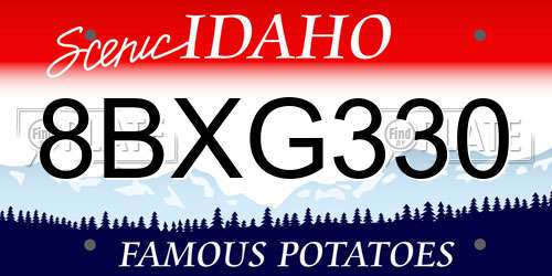 8BXG330 Idaho License Plate