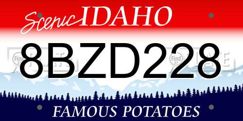 8BZD228 Idaho License Plate