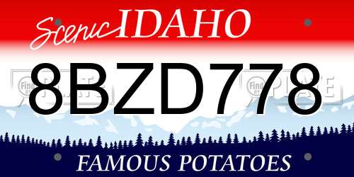 8BZD778 Idaho License Plate
