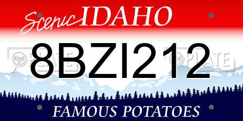 8BZI212 Idaho License Plate