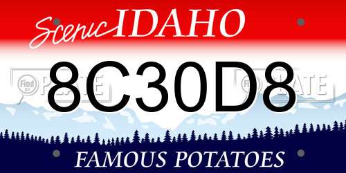 8C30D8 Idaho License Plate