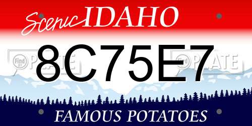 8C75E7 Idaho License Plate