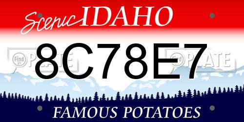 8C78E7 Idaho License Plate