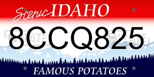 8CCQ825 Idaho License Plate