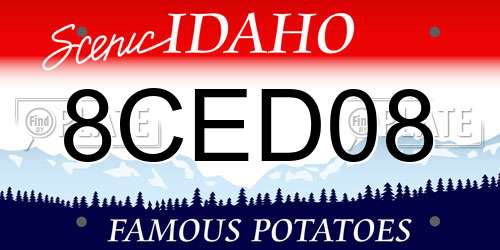 8CED08 Idaho License Plate