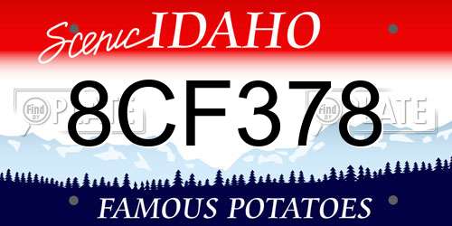 8CF378 Idaho License Plate