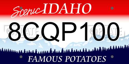 8CQP100 Idaho License Plate